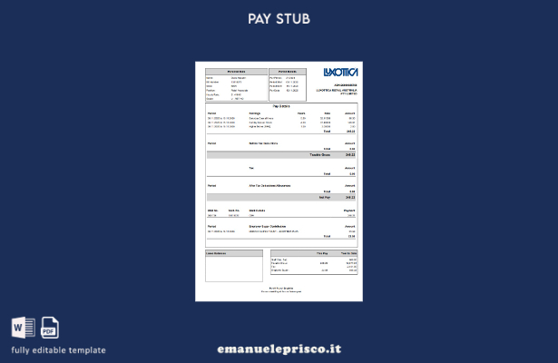 modello di busta paga Luxottica Retail stile verificato